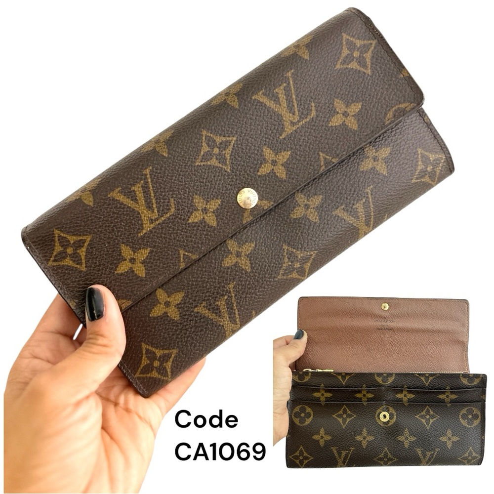 Vintage LOUIS VUITTON Monogram Canvas Sarah Women’s Long Wallet Brown Authentic